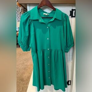 Entro green button up dress size large